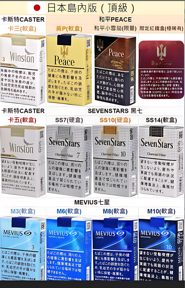 日本紙煙｜ribenqixing七星、駱駝、梅比烏斯、和平香煙｜頂級日本稻子｜台灣現貨 7-11到付 - 图片 3