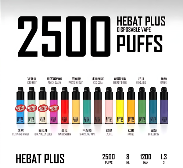 【Hebat 喜貝】一次性抛棄式電子煙|PLUS大容量2500口|台灣電子煙批發|多口味選擇 - 图片 3